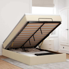  Ottomán ágykeret matraccal krém 120x190 cm anyaggal ágy és ágykellék