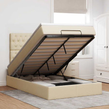  Ottomán ágykeret matraccal krém 120x200cm szövet ágy és ágykellék