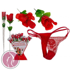 OUT OF THE BLUE Panty Rose - rózsaszálba rejtett tanga - piros (S-L) erotikus ajándék