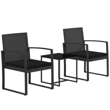 Outsunny 3 darabos PP rattan kávéskészlet párnákkal, bútor kerti bútor