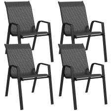 Outsunny 4 db-os rakásolható kültéri szék szett, kerti székek kerti bútor