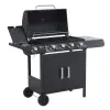 Outsunny Gázos Grillsütő 5 Égővel, Oldalsó Polcokkal és Szekrénnyel