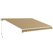  Outsunny Összecsukható Kültéri Napellenző, Feltekerhető Napellenző Hajtókarral, 350x250 cm, Sárga kerti bútor
