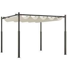 Outsunny Pergola Pavilon 3×3 m Kihúzható Napellenzővel – Krémfehér kerti bútor