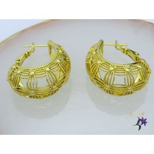  ovális fülbevaló csipe mintázattal-14K fülbevaló