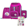 Oxy Iskolatáska szett OXY SHERPY 4 részes Pink tolltartóval, tornazsákkal és cserélhető matricával
