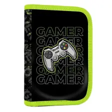 Oxybag Egyszintes tolltartó, 2 kihajtható fül, üres, Gamer minta tolltartó