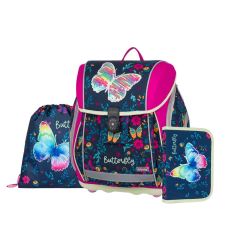 Oxybag Premium Light virágos iskolatáska szett mágneszáras - Sequins Butterfly iskolatáska