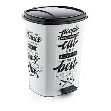 ÖZ-ER PLASTIK Műanyag pedálos szemetes, fehér/fekete mintás, GOGO 50L szemetes