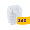 Özer Plastik Rattan hatású fürdőszobai billenőfedeles szemetes Fehér 6L (Karton - 24 db)