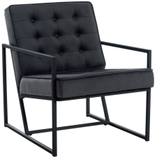 PAAL Avon bársony lounge fotel fém lábbal sötétszürke-fekete 321209 bútor