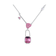 Padlock - rózsaszín- Swarovski kristályos-nyaklánc nyaklánc