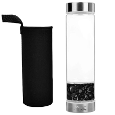  Palack természetes kristályokkal, glowforhome, légmentesen záródó fedéllel, 500 ml, védőkupak, Obszidián kulacs, kulacstartó