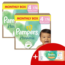 Pampers Harmonie havi Pelenkacsomag 9-14kg Maxi 4 (2x174db) + Ajándék Törlőkendő pelenka