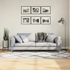  PAMPLONA krém és fekete bolyhos modern szőnyeg 100 x 200 cm lakástextília