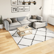  PAMPLONA krém és fekete bolyhos modern szőnyeg 240 x 240 cm lakástextília