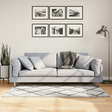  PAMPLONA krém és fekete bolyhos modern szőnyeg 80 x 150 cm lakástextília