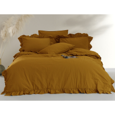  Pamut ágynemű 200x220 mustár fodorral egyszínű dobozban Kőmosott mustár lakástextília
