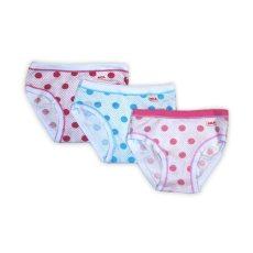  Pamut lányka bugyi - Pamutdzsörzé - 3 darabos - pöttyös - rózsaszín-pink-világoskék - 110