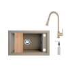 Panama P686-427B Gránit Mosogató + Kihúzható Csap + Adagoló + Deszka + Szifon (bézs)