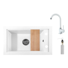  Panama P686-427BI Gránit Mosogató + Csap + Adagoló + Deszka + Szifon (fehér) fürdőkellék