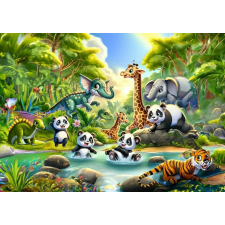 Pandamaci fürdés puzzle 50 darab puzzle, kirakós