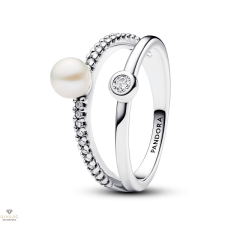 Pandora édesvízi tenyésztett gyöngyös pavé dupla gyűrű 58-as méret - 193147C01-58 gyűrű