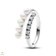 Pandora édesvízi tenyésztett gyöngyös pavé nyitott gyűrű 60-as méret - 193145C01-60 gyűrű