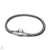 Pandora Fekete zsinóros lánc karkötő 21 cm - 593816C02-21