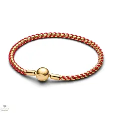 Pandora Fonott karkötő piros textil zsinórral 18 cm - 563816C01-18 karkötő