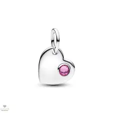 Pandora Gravírozható Szív rózsaszín kristállyal charm - 794295C10 medál