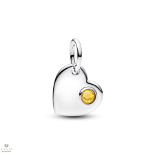 Pandora Gravírozható Szív sárga kristállyal charm - 794295C11 medál