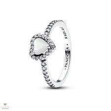 Pandora Kiemelt fehér szív gyűrű 58-as méret - 198421C11-58 gyűrű