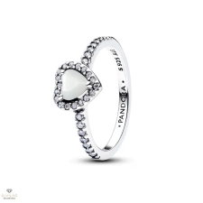 Pandora Kiemelt fehér szív gyűrű 58-as méret - 198421C11-58 gyűrű