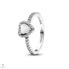 Pandora Kiemelt fehér szív gyűrű 60-as méret - 198421C11-60