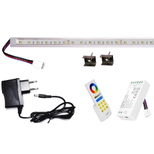 Pannon Led 200cm-es 40 Wattos, 24 Voltos RGBNW LED átlátszó keskeny alumínium profilban, adapterrel, 1 zónás FUT088 RF távirányítós vezérlővel (120db 5050 SMD LED) világítás