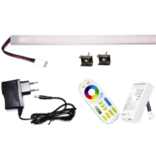 Pannon Led 200cm-es 40 Wattos, 24 Voltos RGBWW LED, opál, keskeny alumínium profilban, adapterrel, 4 zónás FUT092 RF távirányítós vezérlővel (120db 5050 SMD LED) világítás