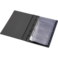 PANTA PLAST Névjegytartó, 200 db-os, gyűrűs, PANTAPLAST, fekete névjegytartó
