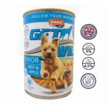 Panzi Getwild Junior (Marha,alma) konzerv - Kölyök kutyák részére (415g) kutyaeledel