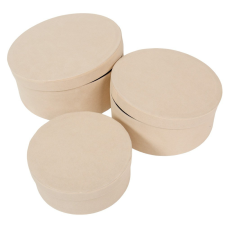  Papír doboz kerek bársony hatású krém D20-18-15cm 3db-os dekorálható tárgy