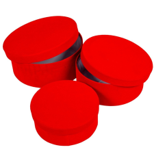  Papír doboz kerek bársony hatású piros D20-18-15cm 3db-os dekorálható tárgy