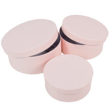  Papír doboz kerek bélelt pink D20,17,15cm 3db-os szett dekorációs kellék