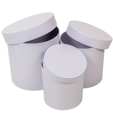  Papír doboz kerek gyöngyház fehér D17-15-12,5cm 3db-os dekorációs kellék