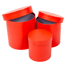  Papír doboz kerek magas D17-15-12,5cm piros 3db-os dekorációs kellék