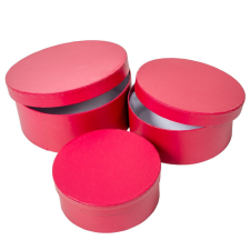  Papír doboz kerek piros D20-17-15cm 3db-os dekorációs kellék