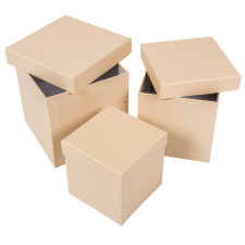 Papír doboz kocka beige 16-14-12cm 3db-os dekorálható tárgy