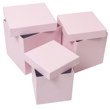  Papír doboz kocka vint.pink 16-14-12cm 3db-os szett dekorációs kellék