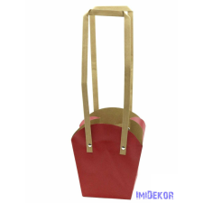  Papír füles virág táska 16 cm - Bordó dekorációs kellék