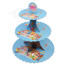Papír sütemény és muffin állvány – Happy Birthday - Kék sütés és főzés