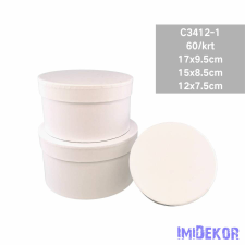  Papírdoboz 3db/szett kerek D17-15-12cm - Fehér dekorációs kellék